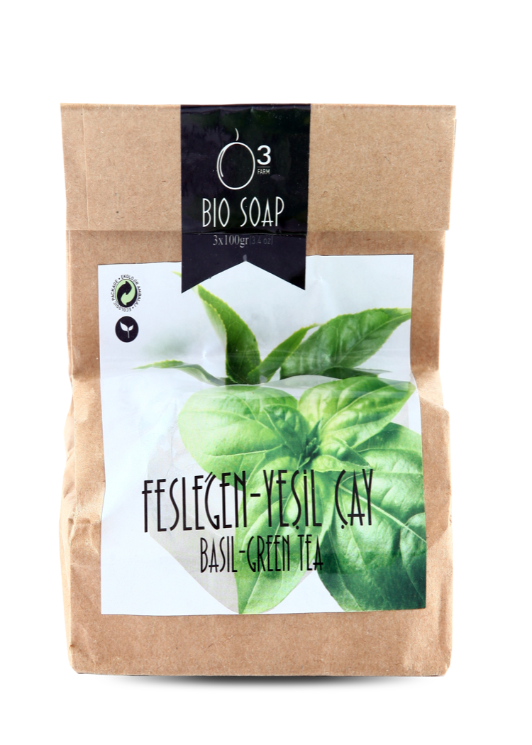 Natural Basil Green Tea Soap 100g  ( 3 Pack ) 3.5oz